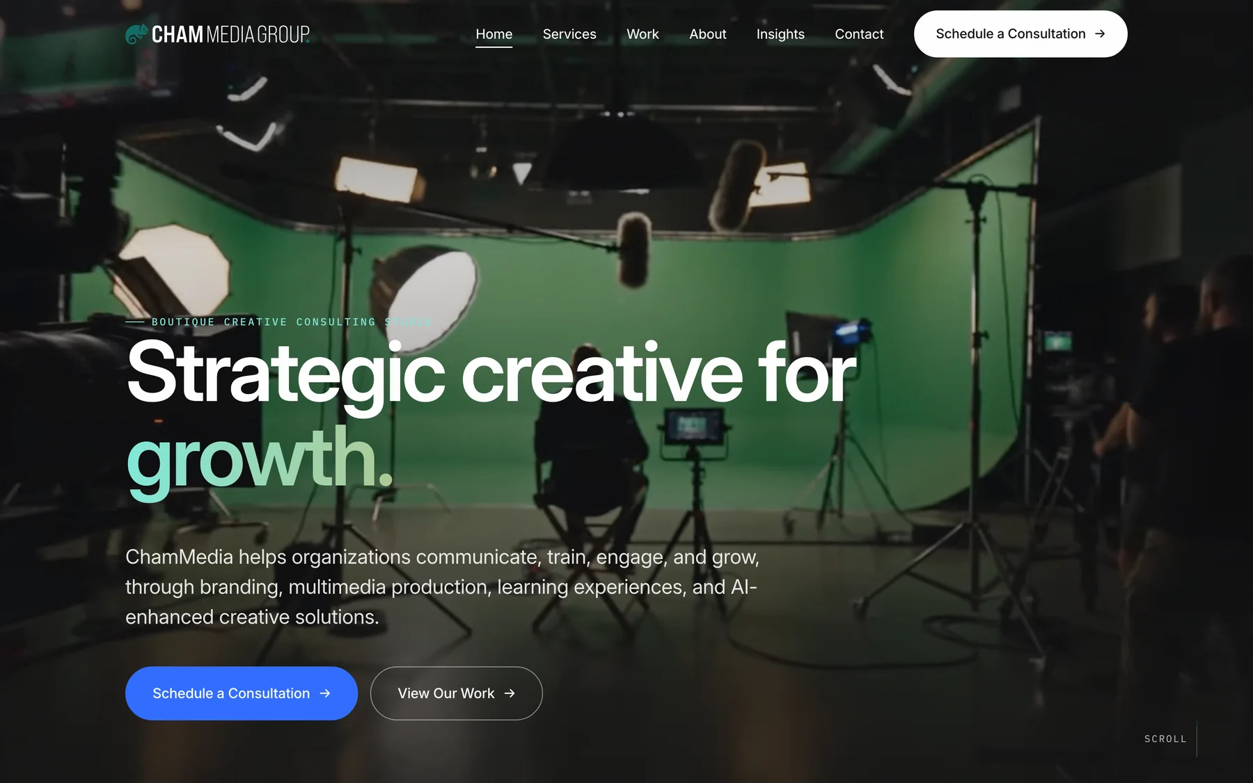 Cham Media Group website homepage