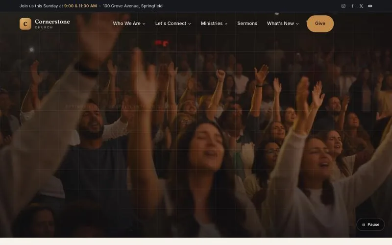 Cornerstone Church website homepage